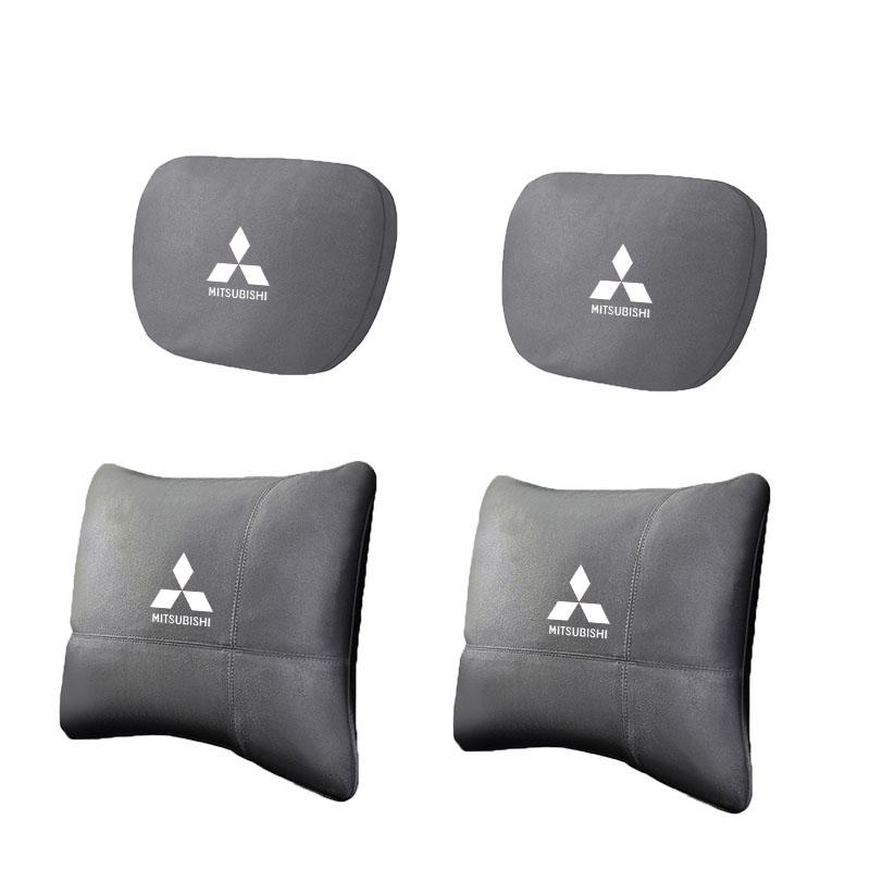Autostoel Hoofdsteun Nekbeschermer Kussen Suède Leer Gordel Schouderpads voor Mitsubishi Outlander I200 Pajero Eclipse ASX Lancer