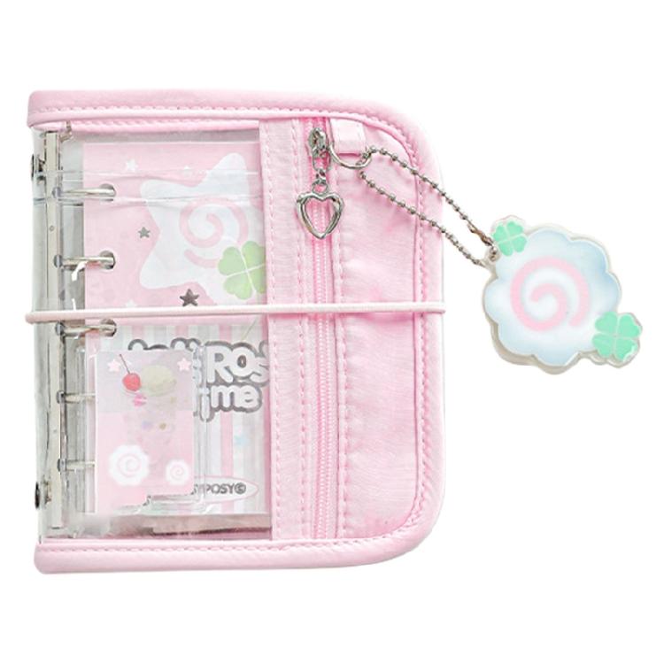 

PVC 5 Rings Binder Notebook with Refill Paper 5 Hole Binder Journal Planner PVC 5 Rings Binder with Card Pocket рожевий