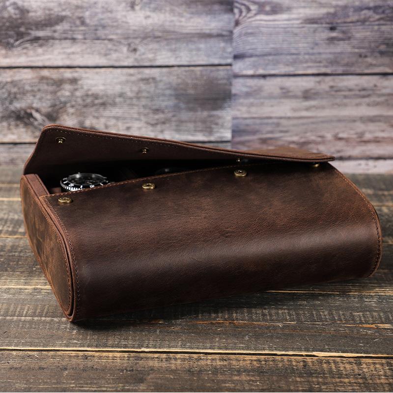 6 Watches Genuine Leather Watch Storage Display Case Watch Boxes Organizer Holder Men Clocks Roll Pouch Exquisite Jewelry Box