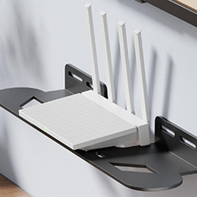 Schwebendes Aufbewahrungsregal unter TV Soundbar Montagehalterung Kohlenstoffstahl Wandaufbewahrungsregal für Router Fernbedienung Haushaltsbedarf