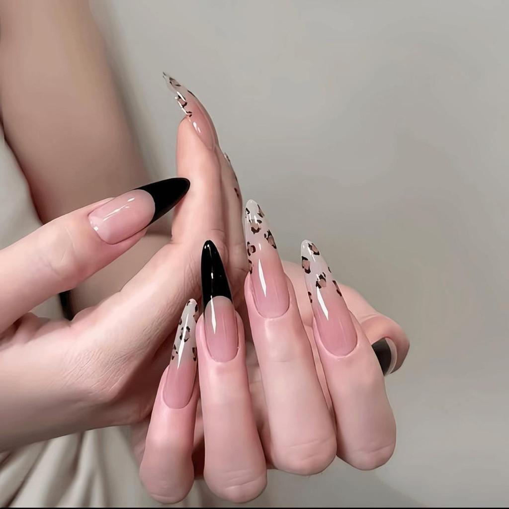 Zarif Leopar Desenli Tırnak Çıkartmaları - Üst Düzey, Çıkarılabilir, Tatlı ve Havalı Sokak Stili Temeli