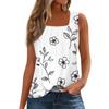 Modisches, lässiges Tanktop für Damen mit Blumendruck und quadratischem Ausschnitt, ärmellos