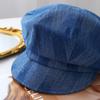 New Make Old Denim Cap Women's Casual Short Brim Shade Octagonal Beret Retro Versatile Newsboy Hat
