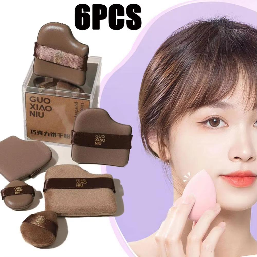 6pcs Mini Makeup Sponge Chocolate Color Powder Puff Professional Cushion Puff  Daily Makeup