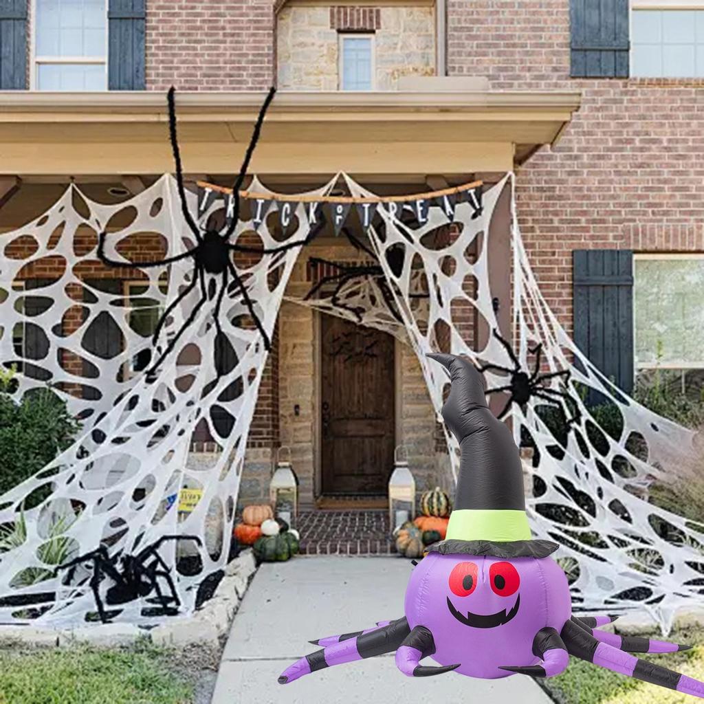 Halloween Pumpkin Inflatable Model 2.3m, Spider With Witch Hat, Halloween Decoration Inflatable Model
