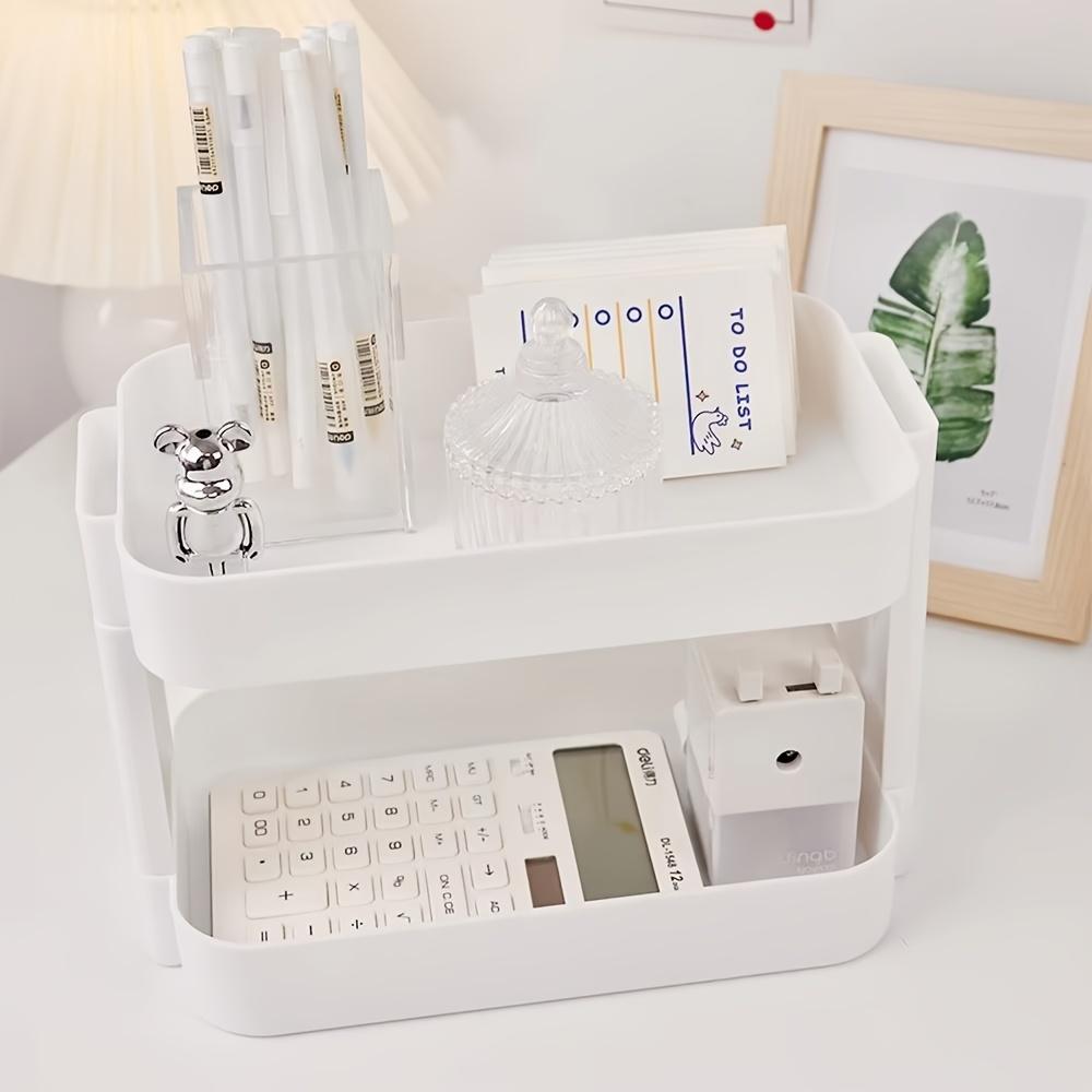 3-Tier Desktop Organizer - Space-Saving Storage for Office, Study & Bedroom - Removable Shelf for Makeup and Cosmetics