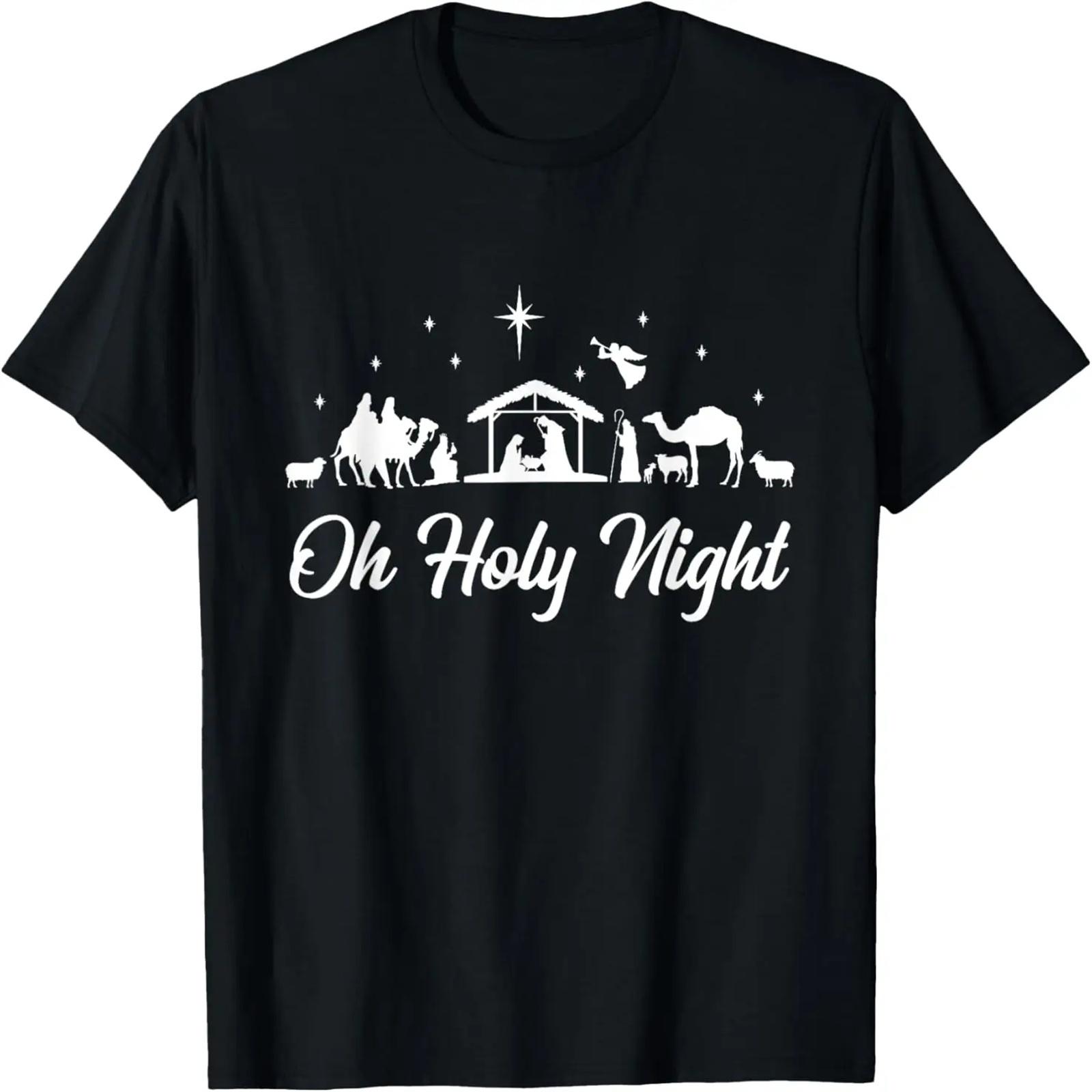 

Oh Holy Night Religious Christmas Nativity Scene T-Shirt XXXXXL чёрный