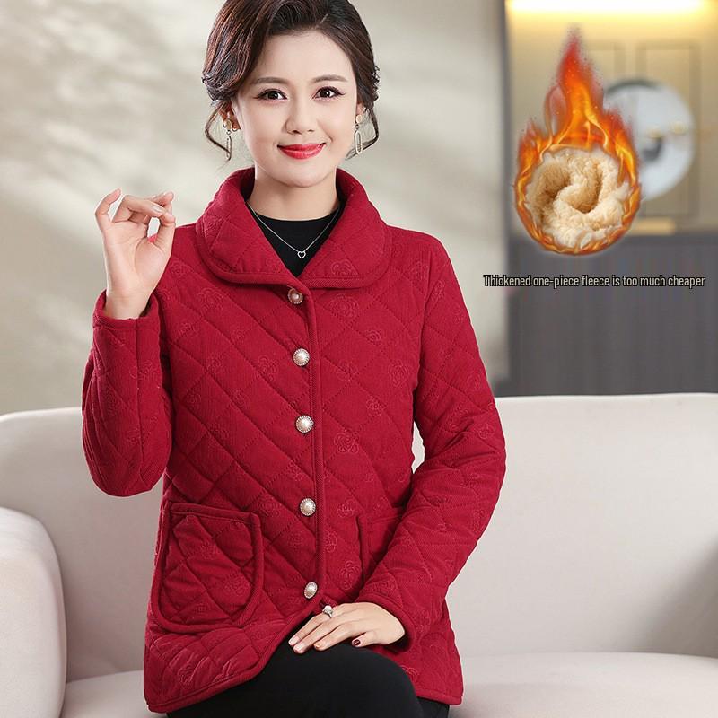 

Женская зимняя куртка с хлопковой подкладкой: Модный свободный крой, на флисовой подкладке, теплая верхняя одежда для людей среднего и пожилого возраста. 4XL (Recommended: 135-150 jin) вино красного