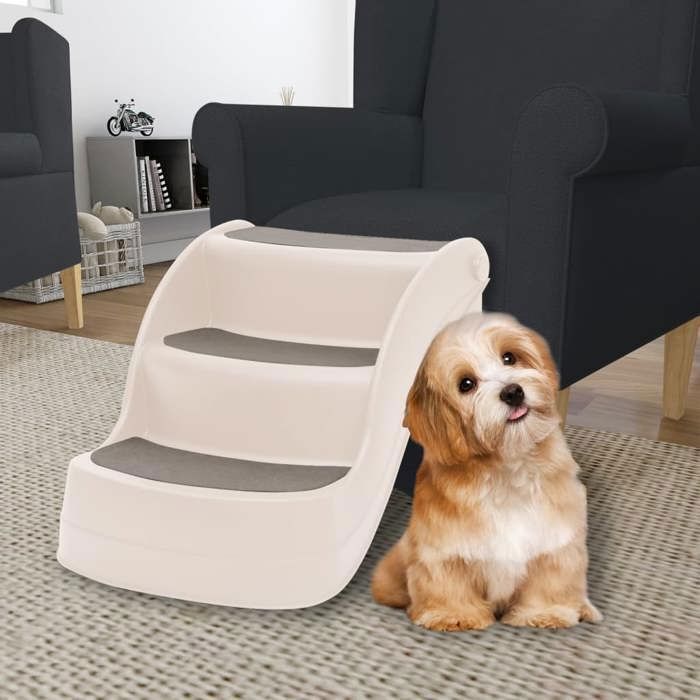 VidaXL Escalier Pliable 3 Marches pour Chien Crème 38x50x38 cm Échelle Voiture 152233