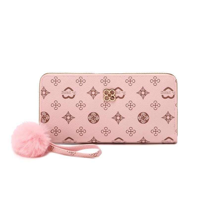 Кошелек с принтом длинная сумочка для помады женская сумка женская сумка в три сложения розовый 955₽