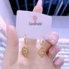 2025 Coffee Tone Zircon Earrings - Rhombus Design, Elegant and Versatile High-End Ear Jewelry