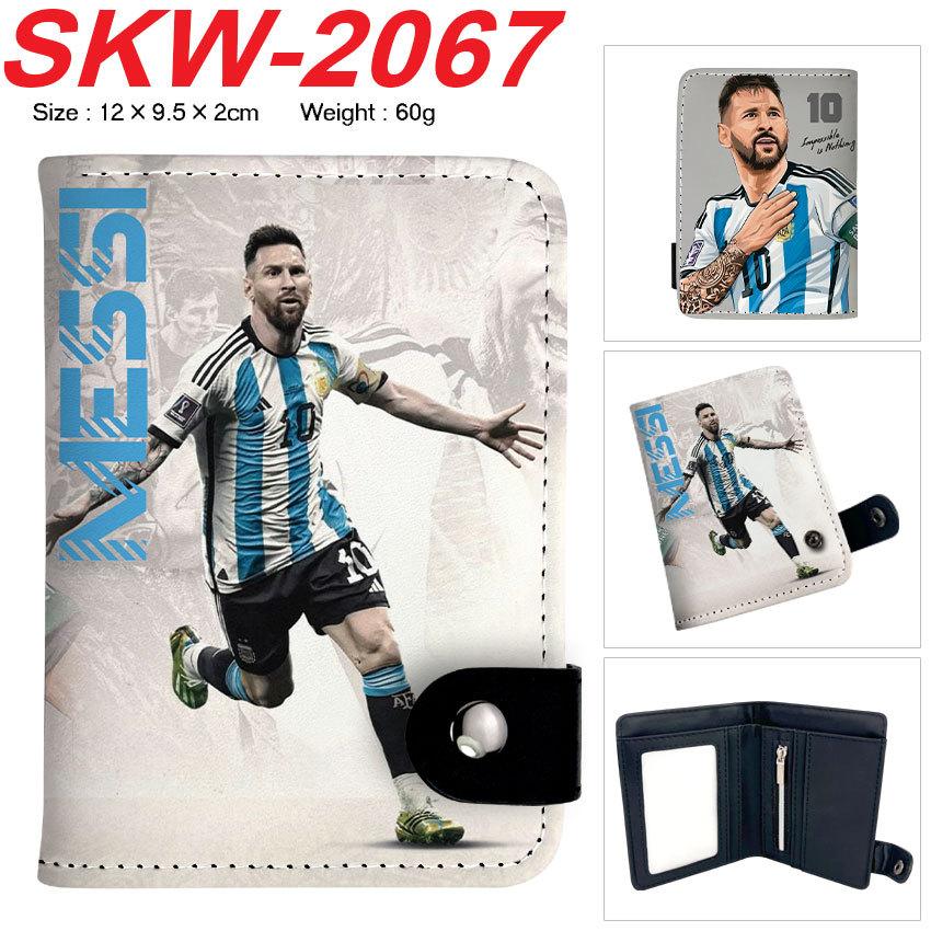 Suda Messi Ronaldo Fotbalová Hvězda Fanoušek Peněženka Krátká S Páskem PU Kůže Klip na Peníze Dárek pro Fotbalové Fanoušky 1ks