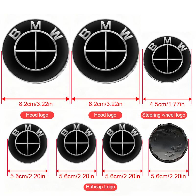 1/4/7Pc 82mm 74mm 45mm Car Front Rear Logo Wheel Hub Center Cover Steering Wheel Center Stickers For BMW E90 E46 F10 F30 E87 F20