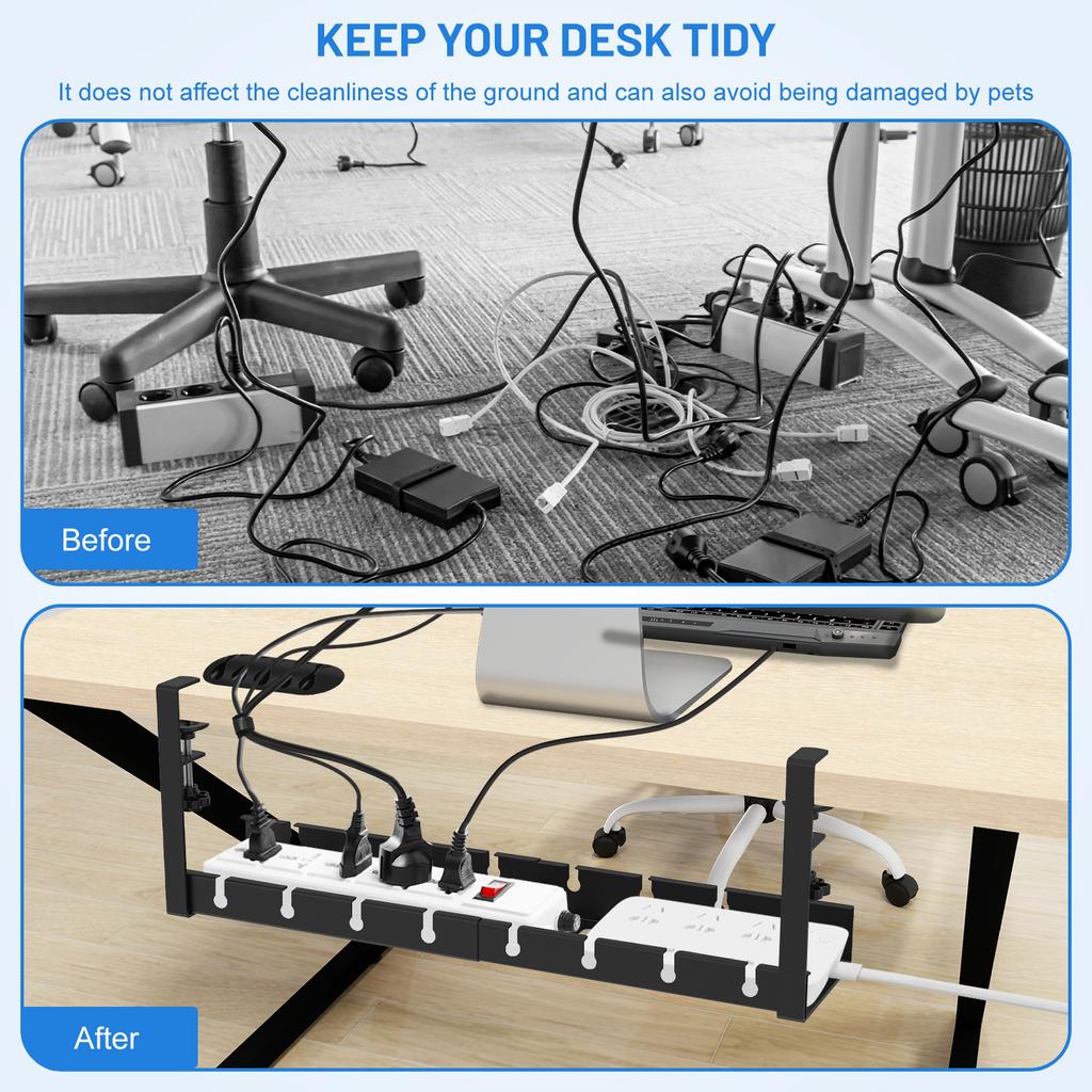 Under Table Storage Rack Cable Management Adjustable Versatile Metal Cable Management Tray No Punching Storage Accessories