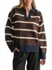 Maglione a Righe con Collo a Polo da Donna Yuehe Cross - Moda 2026 Classico Casual