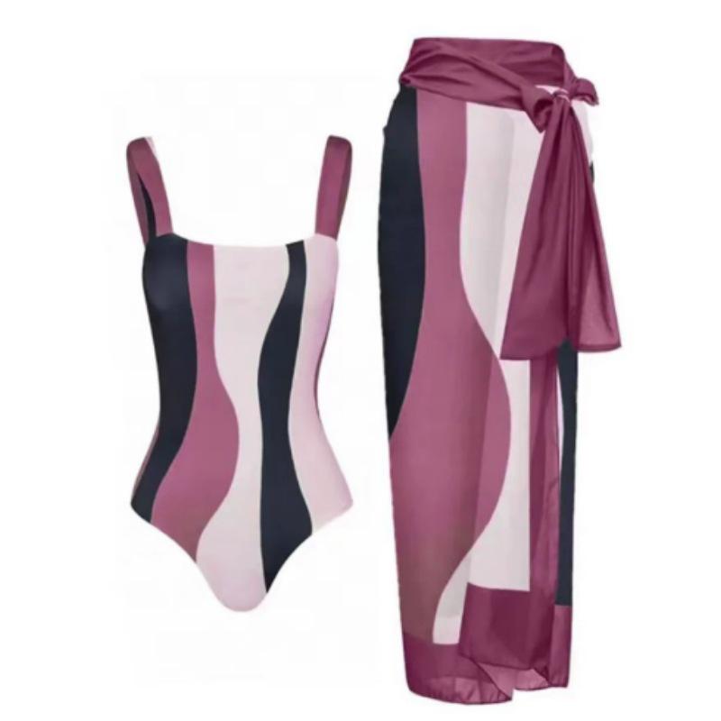 European & American Conservative Bikini Swimsuit Set with Sun Protection Gauze Skirt for Women - Perfect for Beach Vacations & Hot Springs