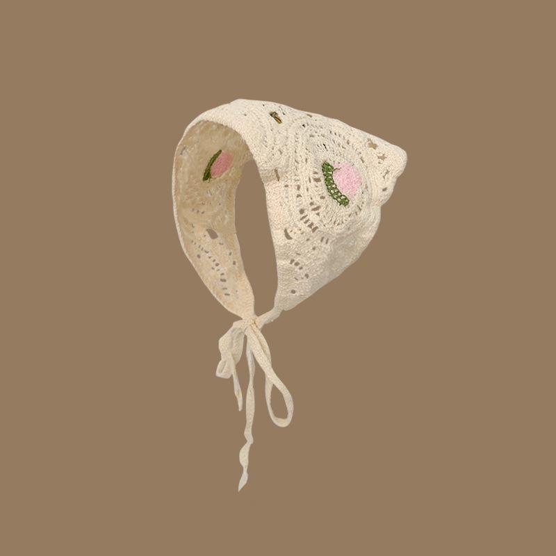 Headscarf Hat Pastoral Style Triangle Headband For Women Girls Handmade Crochet Headband Little Flower Headscarf