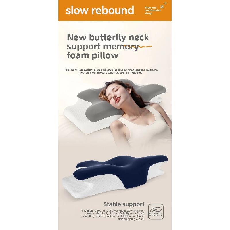 Cervical Pillow for Neck Support Ergonomic Butterfly Memory Foam Pillows for Sleeping Side Back Stomach Orthopedic Bed Pillow