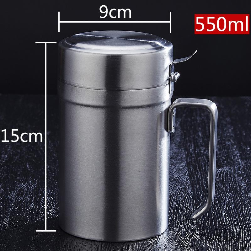 304 Stainless Steel 1000ml Oil Pot with Lid - Large Capacity Kitchen Oil Container