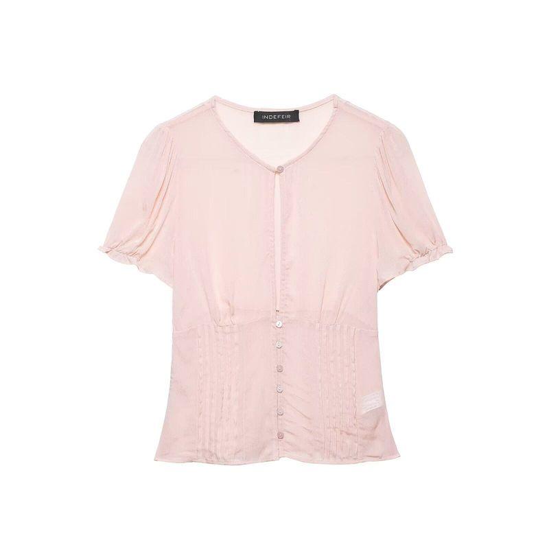 

Plalindromeza Cross-Border Hot-Selling 2026 Spring New French Style Pure Desire Sexy Light Pink Puff Sleeve Short Dress Light pink XS