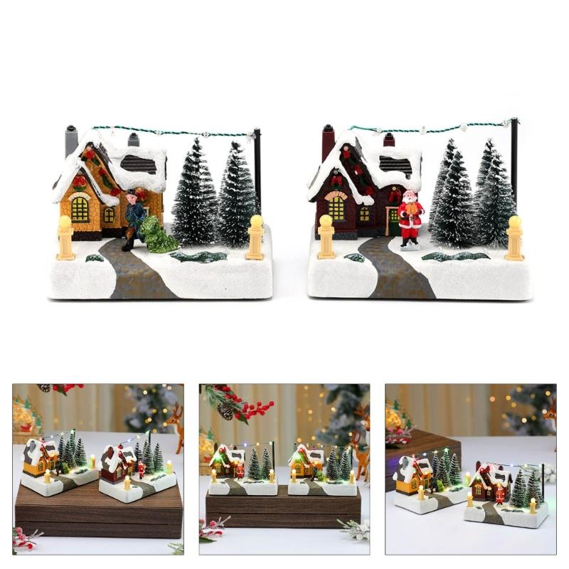 Rotating Holiday Music Boxes Featurings Warm LED Light And Resins Construction For Family Gatherings
