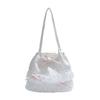 Korean Version of Niche Lazy Style Lace Tote Bag Women's 2025 Summer High-end Sense of Foreign Style Casual Messenger Backpack