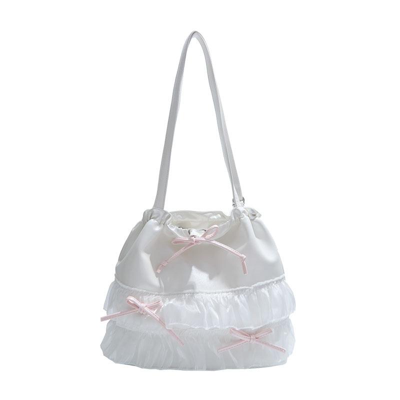 Korean Version of Niche Lazy Style Lace Tote Bag Women's 2025 Summer High-end Sense of Foreign Style Casual Messenger Backpack