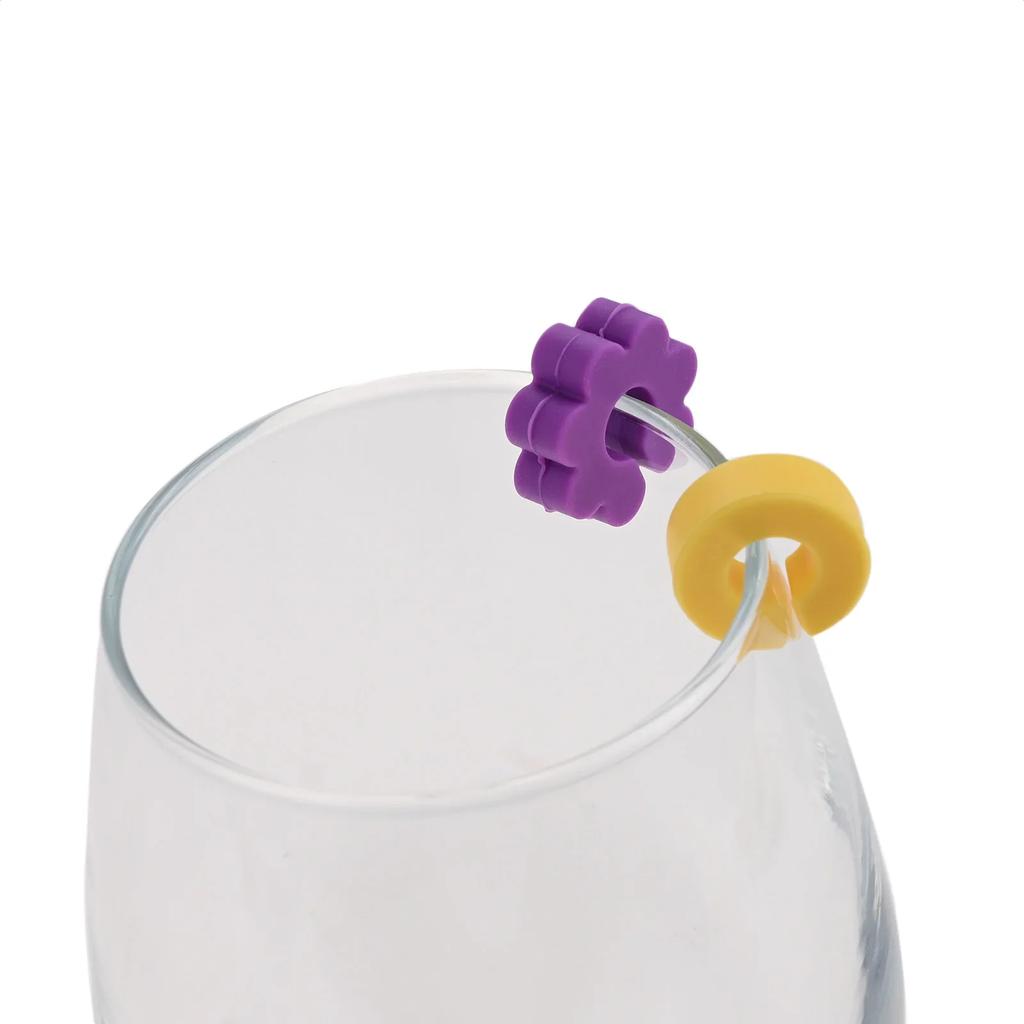 12Pcs Colorful Wine Glass Identification Marker Silicone Drinking Glass Tag Cup Label Home Kitchen Bar Party Wedding Table Decor