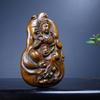Chinesischer Buchsbaum Holz geschnitzt Exquisite beidseitige Kwan-Yin Statue Geschenk Kunst