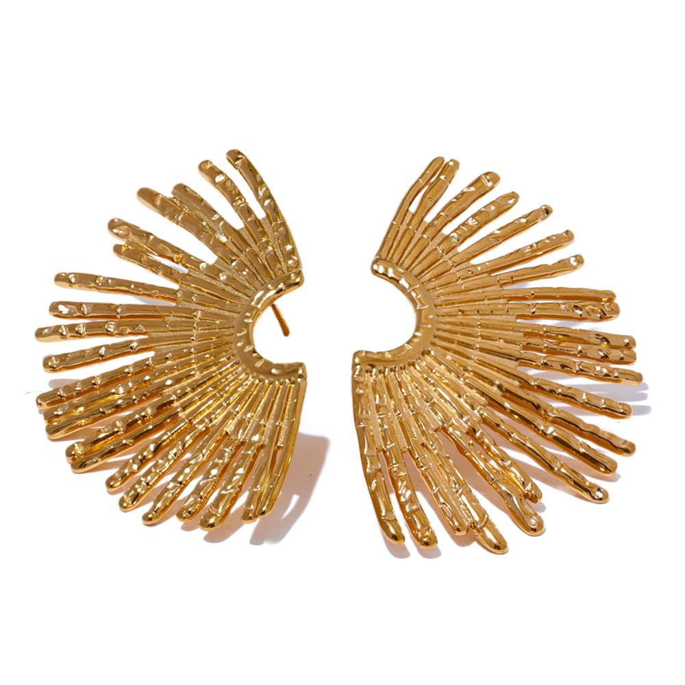 

Yhpup Statement Stainless Steel Metal Waterproof Big Stud Earrings Anti Allergic Gold Steel Color Charm Fashion Jewelry Women