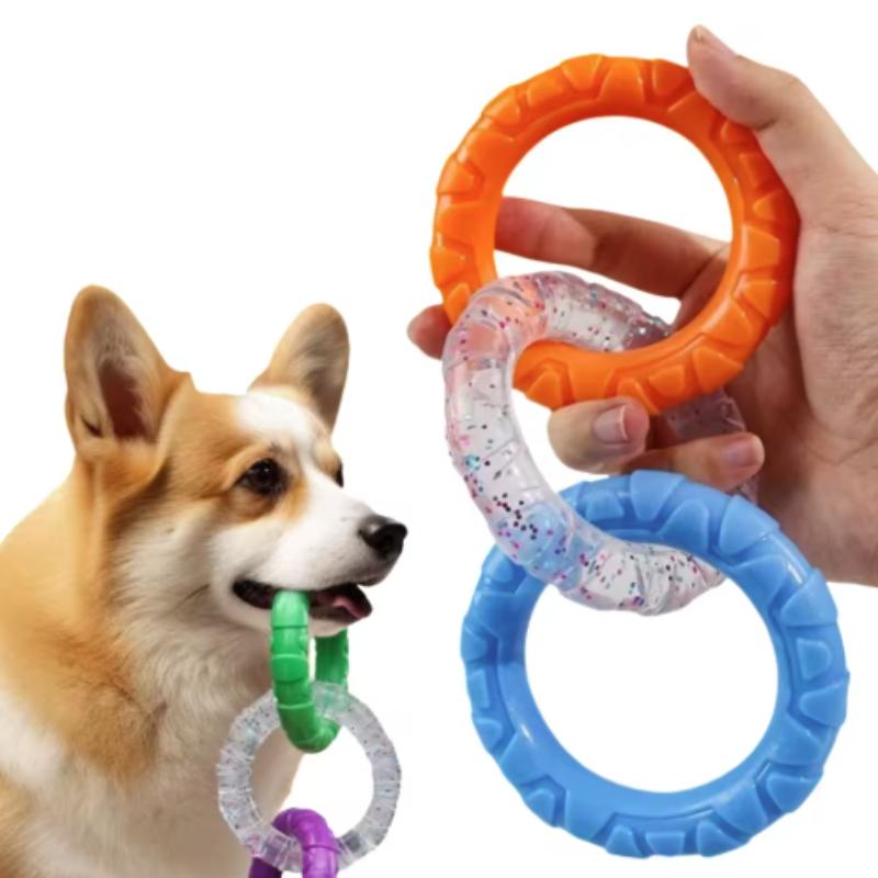 Dog Chewing Toy Loop Rings for Aggressive Chewer TPR Teething Loop Puppy Toy Dog Chew Pacifier Pulling Toy Pet Supplies