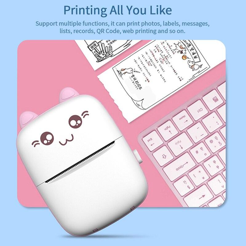 Impresora térmica portátil Mini Cat Impresión Papel Foto Pocket Impresora  térmica 57mm Impresión inalámbrica Bt 200dpi Android Ios Impresoras comprar  a buen precio — entrega gratuita, reseñas reales con fotos — Joom