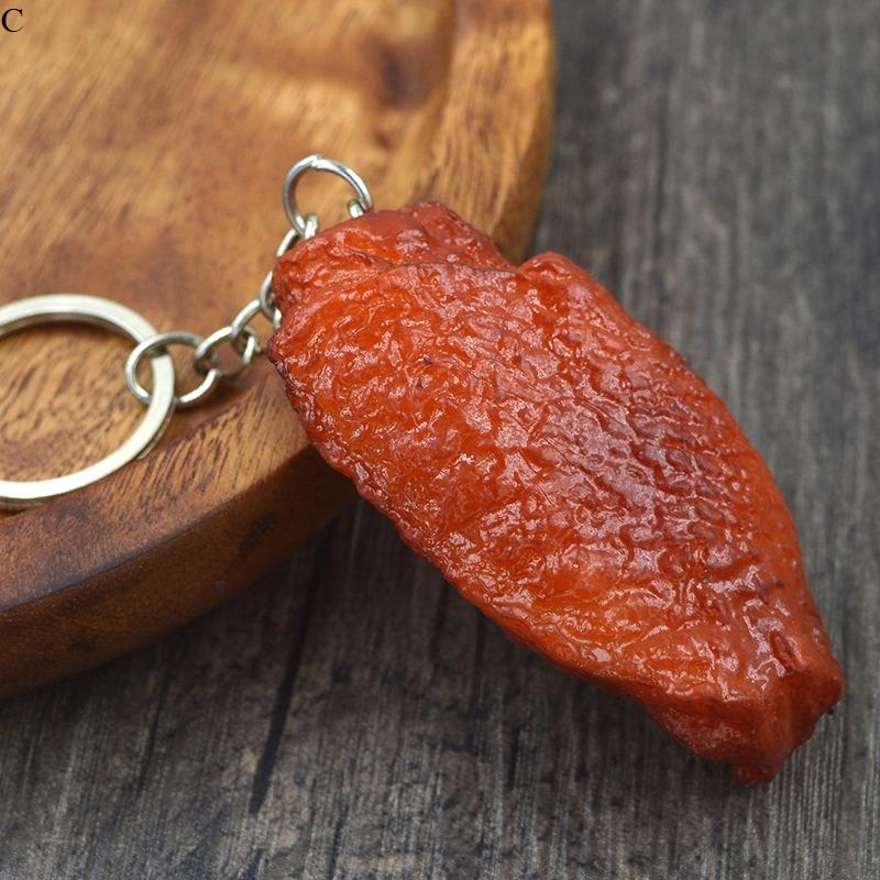1Pc Creative Simulation Food Keychain PVC Model Gift Soft Glue Fake Braised Pork Belly Pork Trotters Roast Chicken Pendant