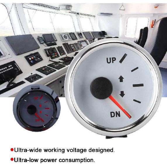 

Trim Gauge Boat 52mm/2in UP-DN Boat Marine Trim Gauge 0-190ohm Trim Tilt Indicator Red Backlight(Silver frame on white) for trim gauge for boat