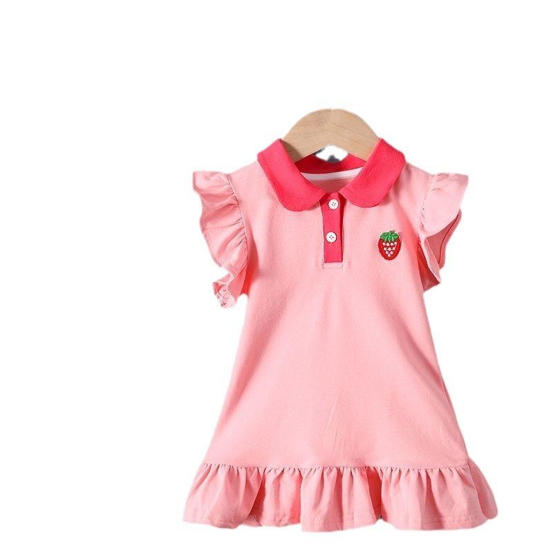 Baby Girl Summer Dress with Embroidery Short Sleeve Korean