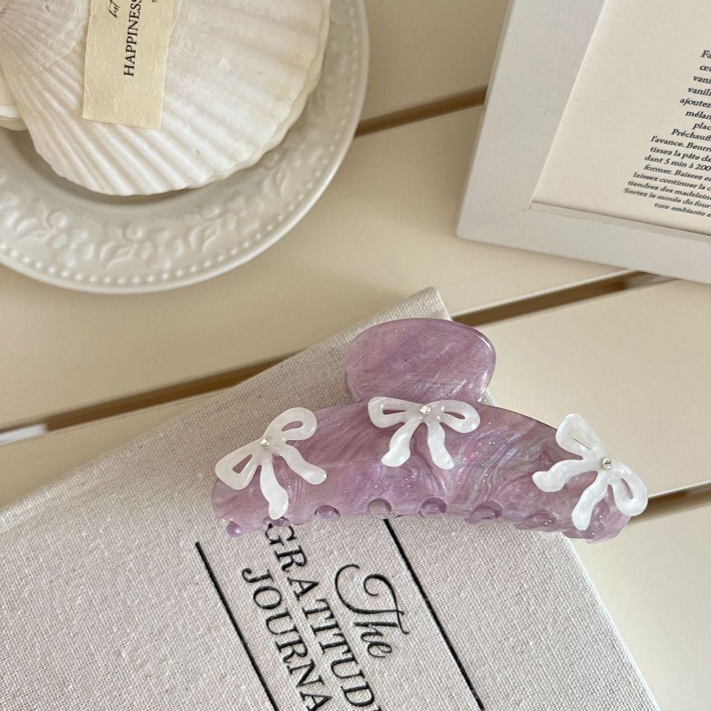 Ballet Bow Hair Claw Rhinestone Zircon Hairpin Sweet Acetic Acid Shark Clip  Travel