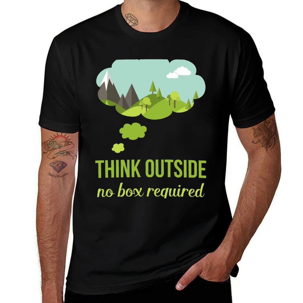 Think Outside No Box Required Walking Hiking T Shirt TShirt Unisex T Shirts High Quality Luxury Brand TShirt