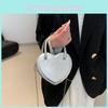 Street Chic Pu Small Square Bag Trendy Heart-shaped Zipper Closure Shoulder Bag Silver