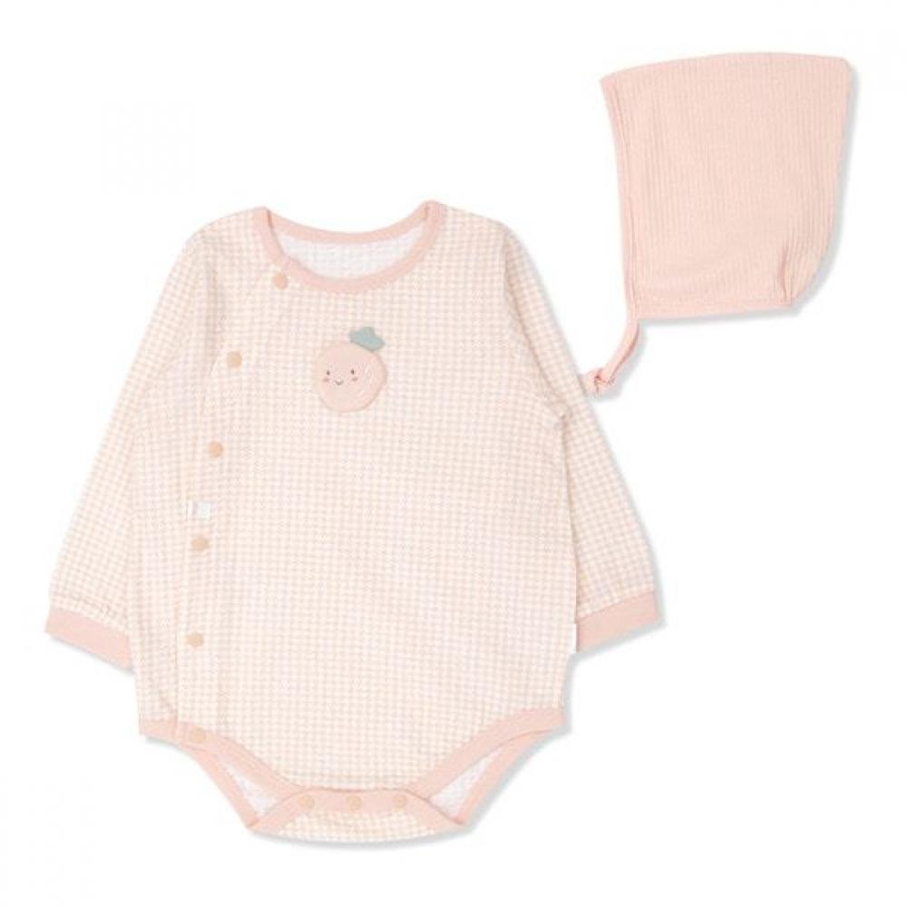 Organicmom Berry Check Long Soba Body Suit Hat Set Mislqs01 75