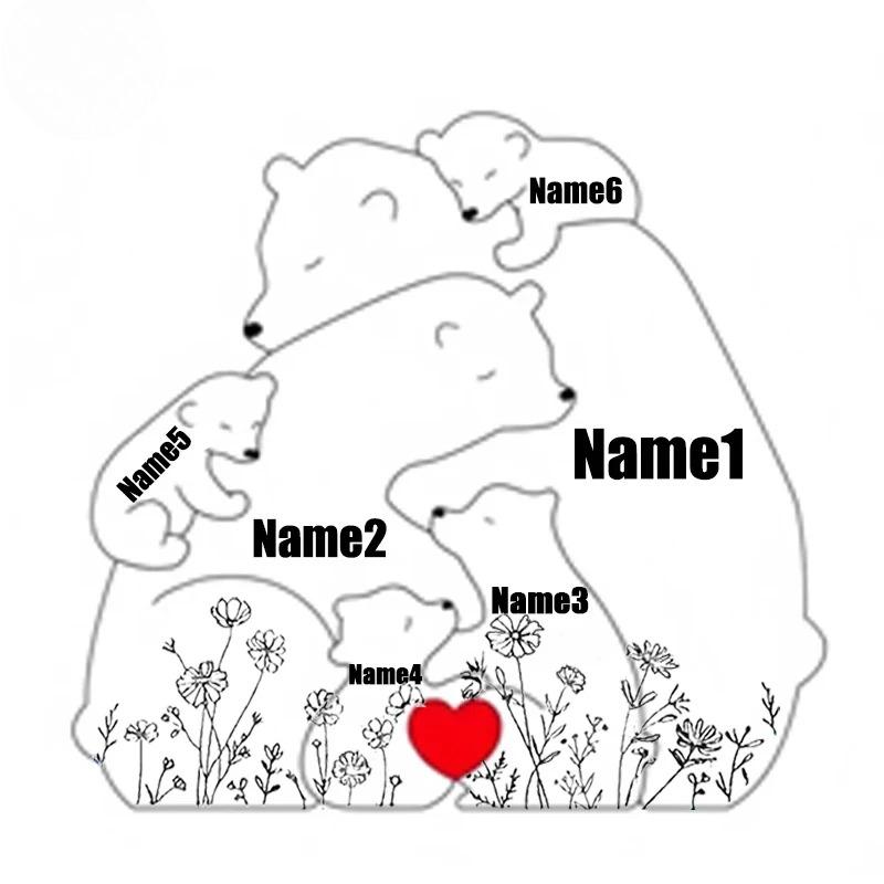Artistic Wooden Puzzles, Little Bear Family Personalized Name Puzzles, Thanksgiving Christmas Gifts, Home Tabletop Decorations
