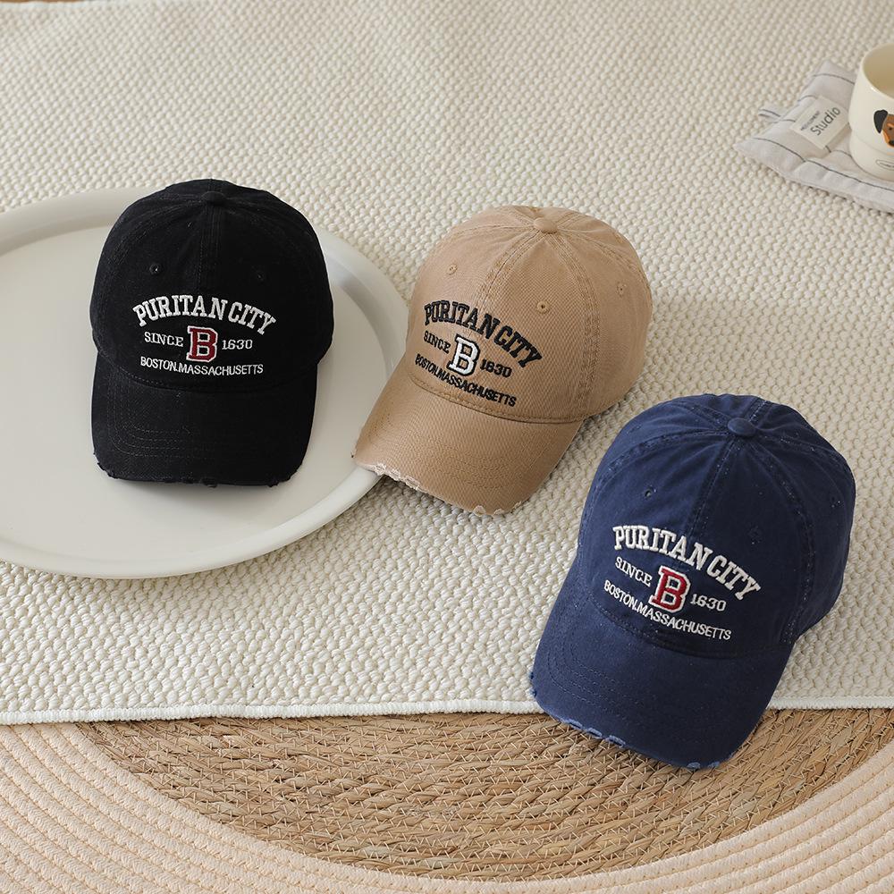2026 Spring/Autumn Kids' Retro Embroidered Baseball Cap - Korean Style Duckbill Sun Protection Hat for Boys & Girls
