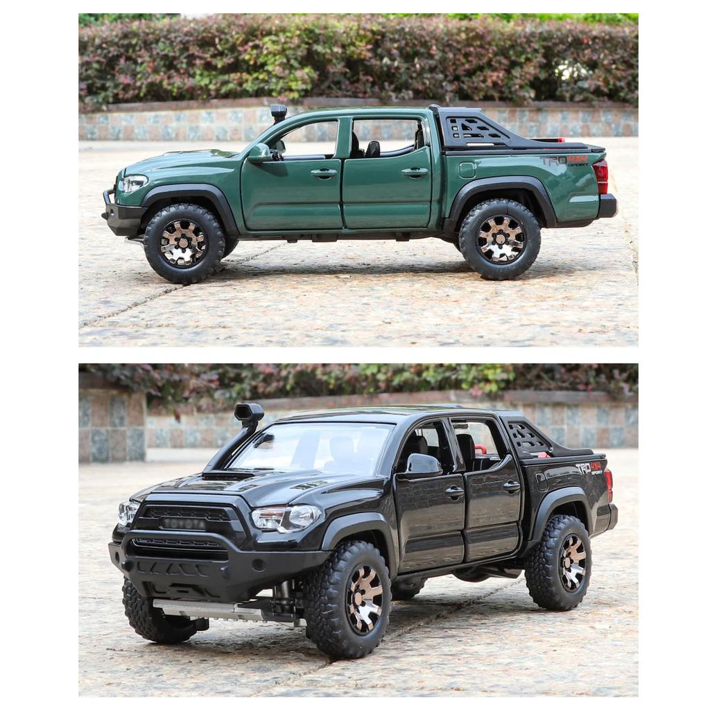1/32 Toyota Tacoma Alloy Pickup Car Model Diecasts Metal Off-Road Vehicles Car Model High Simulation Sound and Light Childrens Toy Gift