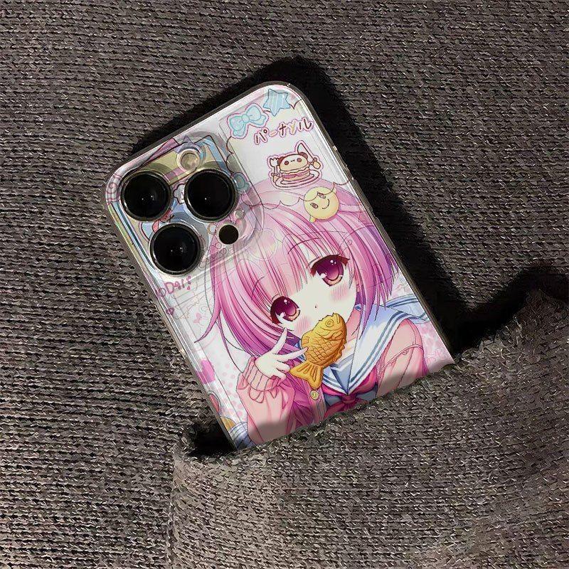 Kawaii Anime Dziewczyna Przezroczyste Etui na Telefon dla Serii iPhone 17 16 15 14 13 12 11 16E Pro Max Plus Ochrona Dwuwarstwowa