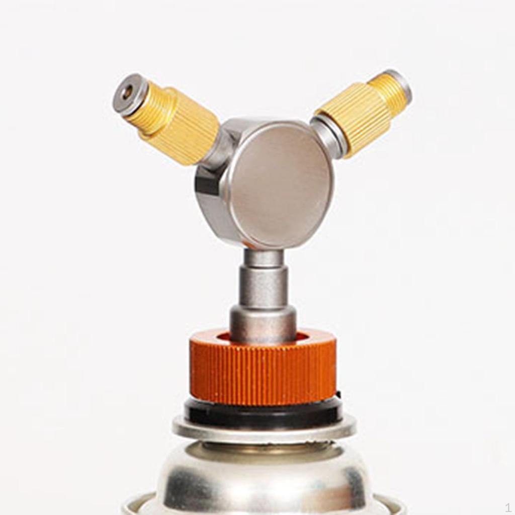 Gas Fuel Canister 2 Way Splitter Connector Portable Accessories Aluminum Alloy Simple Assembly