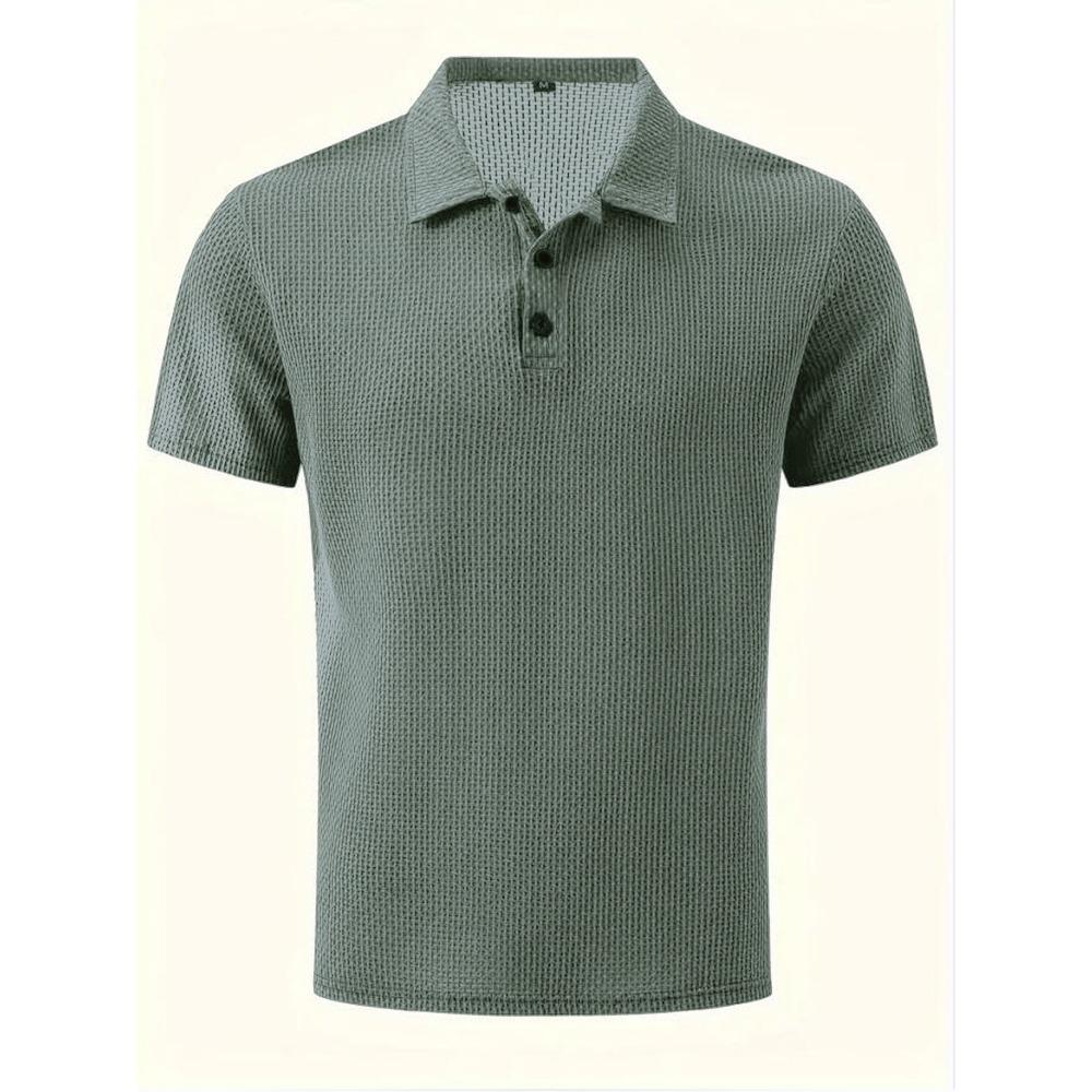 Golf Shirt Men Summer New Men's Lop-up Hollow Short-sleeved Polo Shirt Ice Silk Cool T-shirt Male