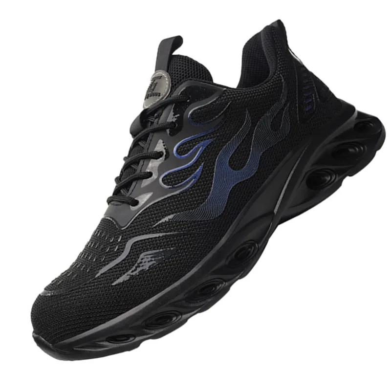 

Мода 2024 года, Мужская защитная обувь со светоотражающим дизайном, неразрушимая безопасная рабочая обувь со стальным носком, мужские ботинки с защитой от разбивания 44 чёрный