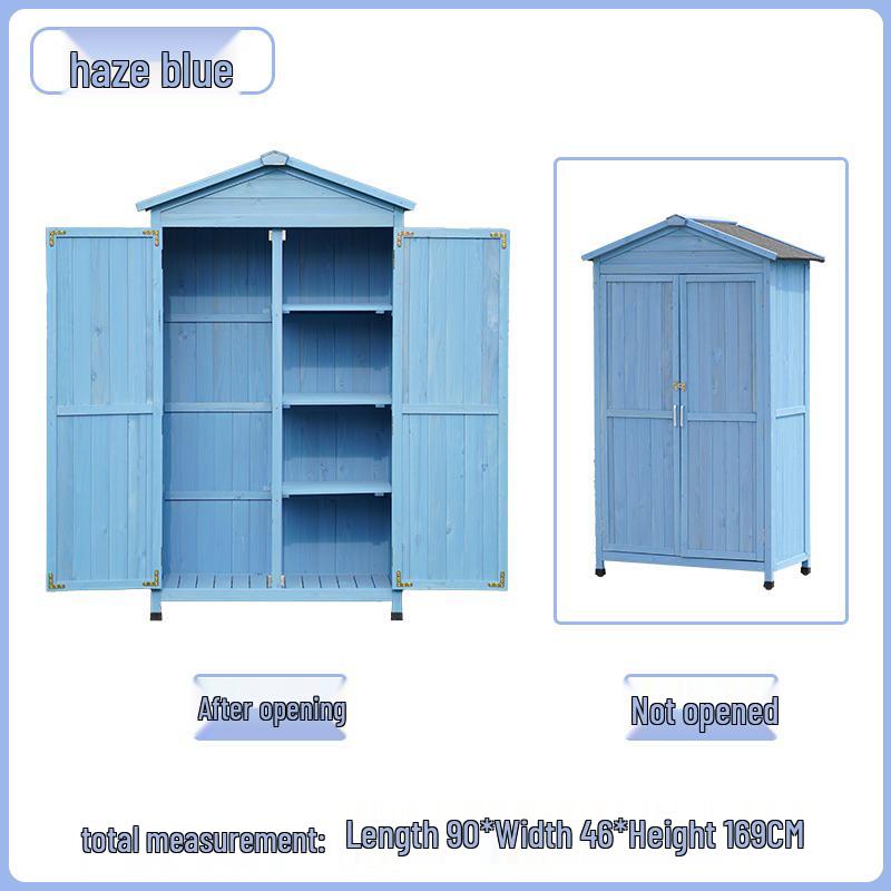 Waterproof Outdoor Wooden Storage Cabinet for Garden Tools - Anti-Corrosion and Sun Protection, Ideal for Courtyard and Balcony Use.
