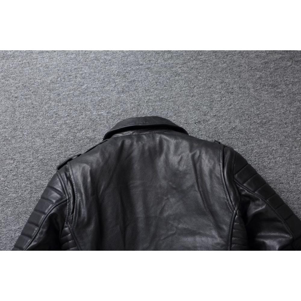 Chinesische Größe Schwarze Rindsleder-echte Lederjacke Herren Motorradjacken Weiche Bomberjacke Reiten Bikerkleidung Herren Lederjacke Herbstmantel