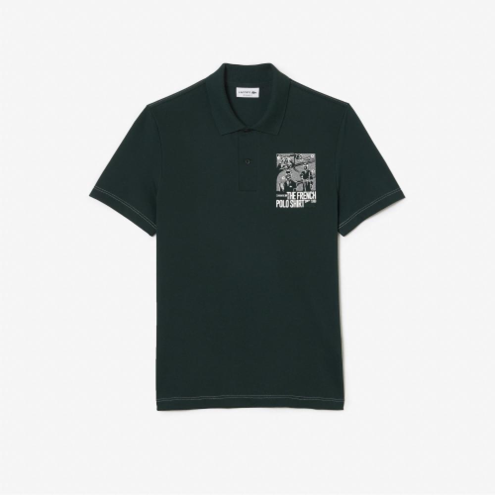 

LACOSTE Мужская рубашка-поло с рисунком в стиле комиксов [темно-зеленый]