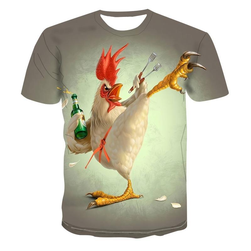 Fashion Personality Funny Chicken Graphic T Shirts Hip Hop Street Style Harajuku Printed Tees Summer Casual Humor Men O-neck Top